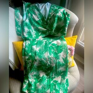 SHEIN SXY Tropical Print Crop Tank Top & Wide Leg Pants Set Size 8/10 – NWT